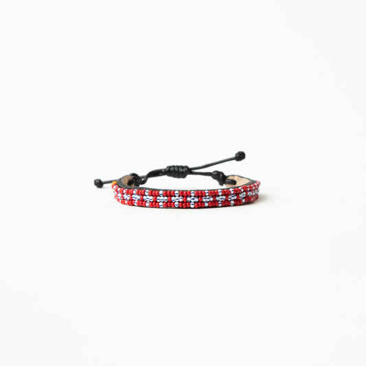 FINAL SALE: Skinny Msalaba Bracelet - Red/Blue Stripe