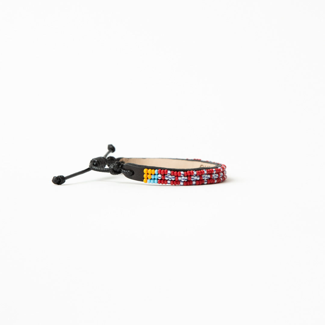 FINAL SALE: Skinny Msalaba Bracelet - Red/Blue Stripe