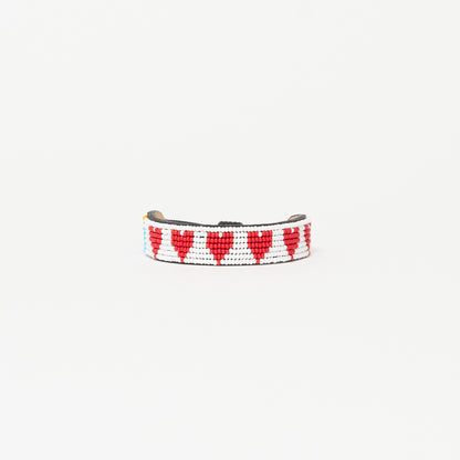 Mara Heart Bracelet - White/Red