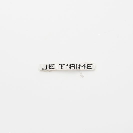 Woven JE T'AIME Bracelet - White/Black