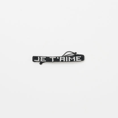 Woven JE T'AIME Bracelet - Black/White