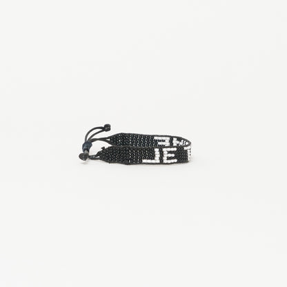 Woven JE T'AIME Bracelet - Black/White