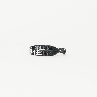 Woven JE T'AIME Bracelet - Black/White