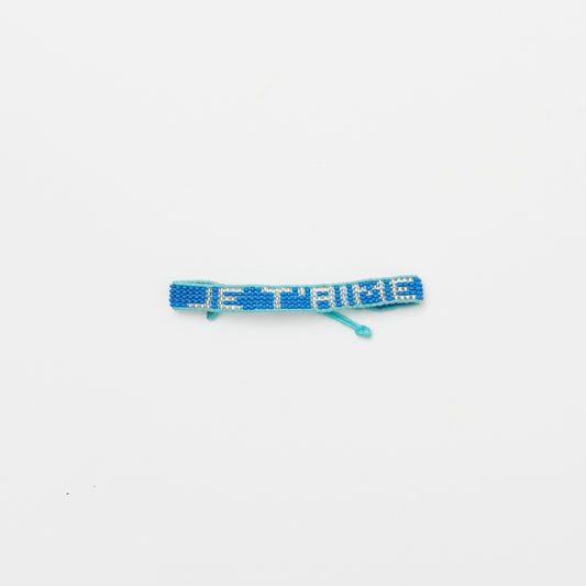 Woven JE T'AIME Bracelet - Cobalt/Silver