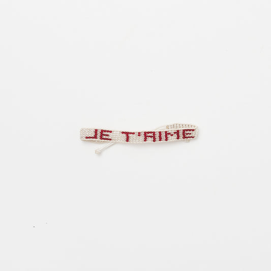 Woven JE T'AIME Bracelet - Silver/Red