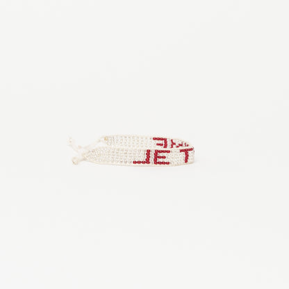 Woven JE T'AIME Bracelet - Silver/Red