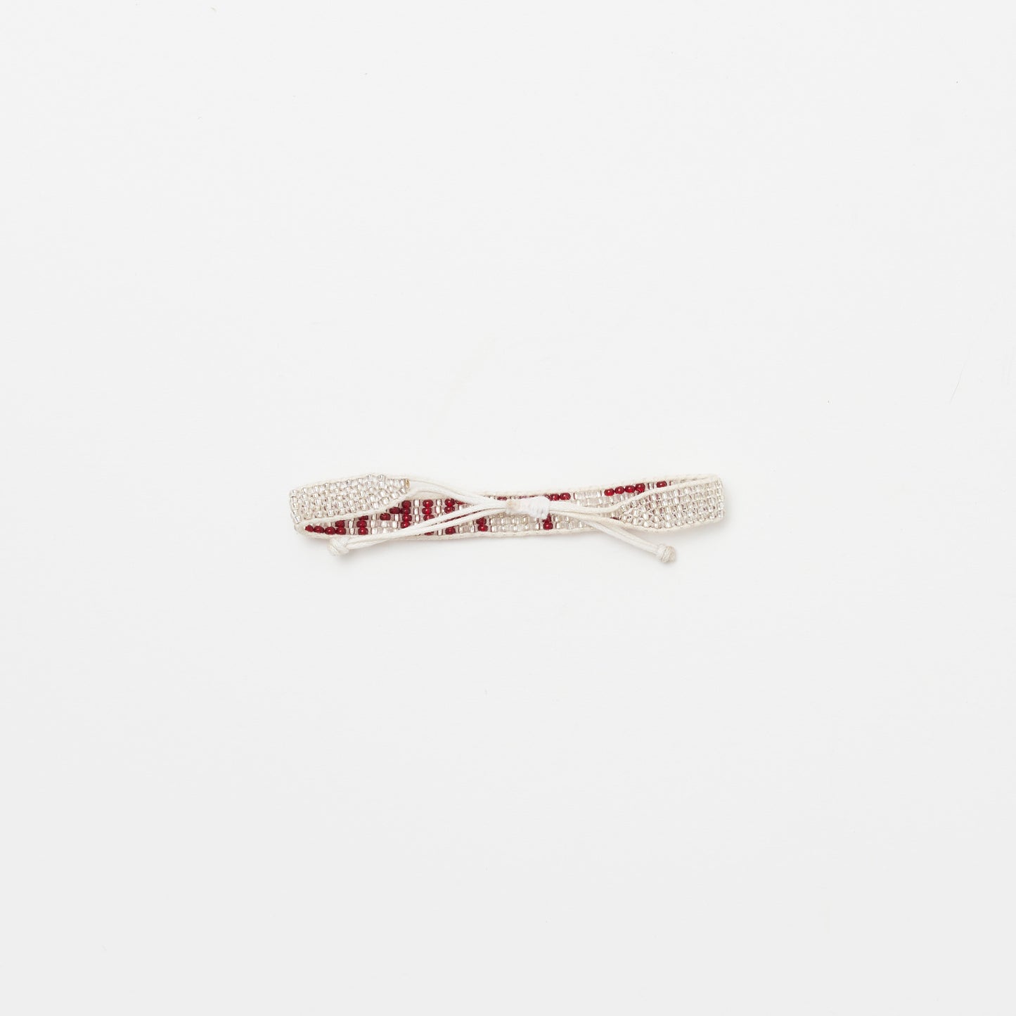 Woven JE T'AIME Bracelet - Silver/Red