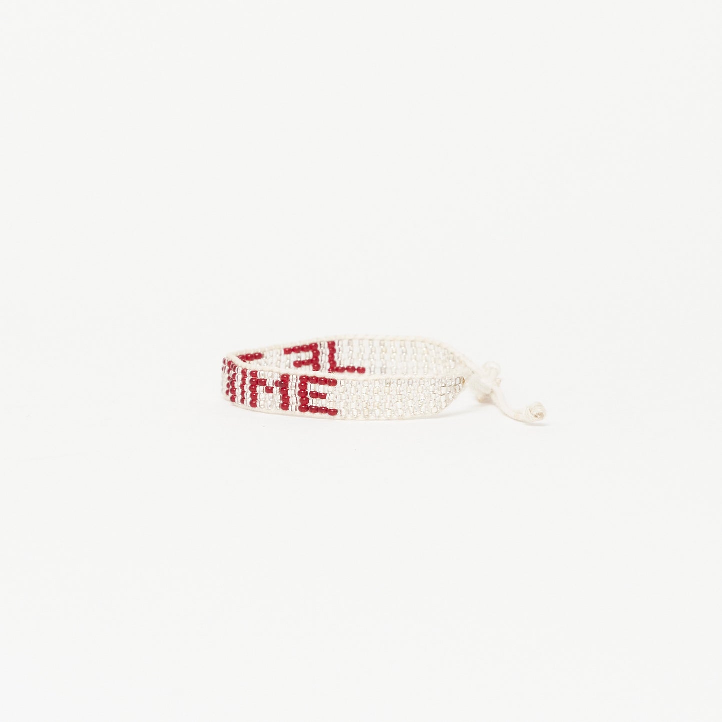 Woven JE T'AIME Bracelet - Silver/Red