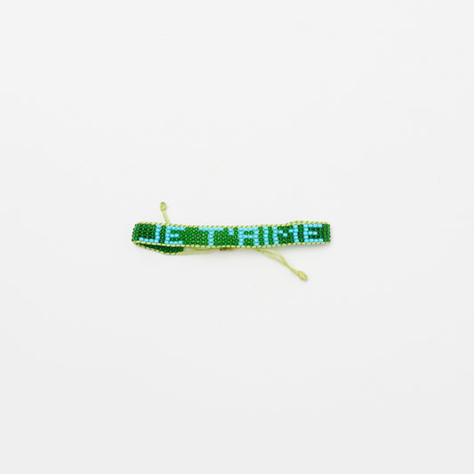 Woven JE T'AIME Bracelet - Green/Turquoise