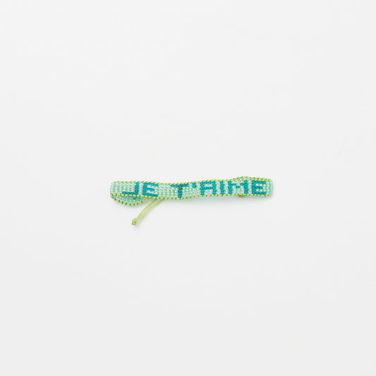 Woven JE T'AIME Bracelet - Turquoise/Cobalt