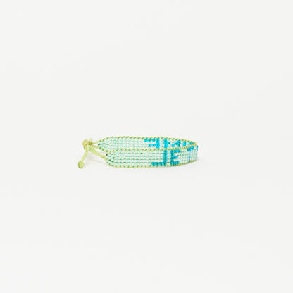 Woven JE T'AIME Bracelet - Turquoise/Cobalt