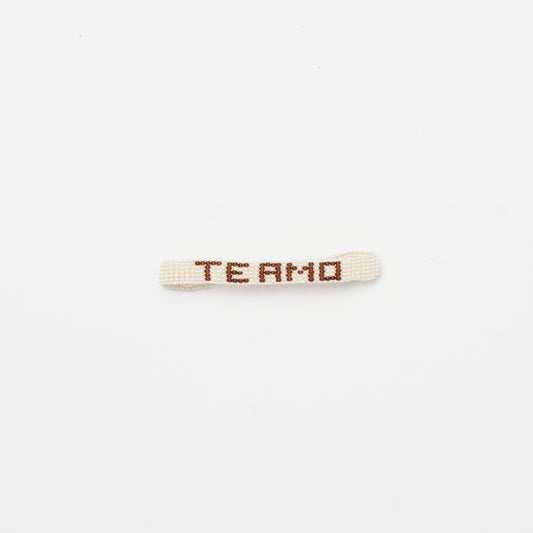 FINAL SALE: Woven TE AMO Bracelet - White/Brown