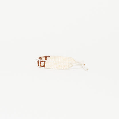 FINAL SALE: Woven TE AMO Bracelet - White/Brown