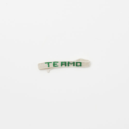 FINAL SALE: Woven TE AMO Bracelet - Silver/Green