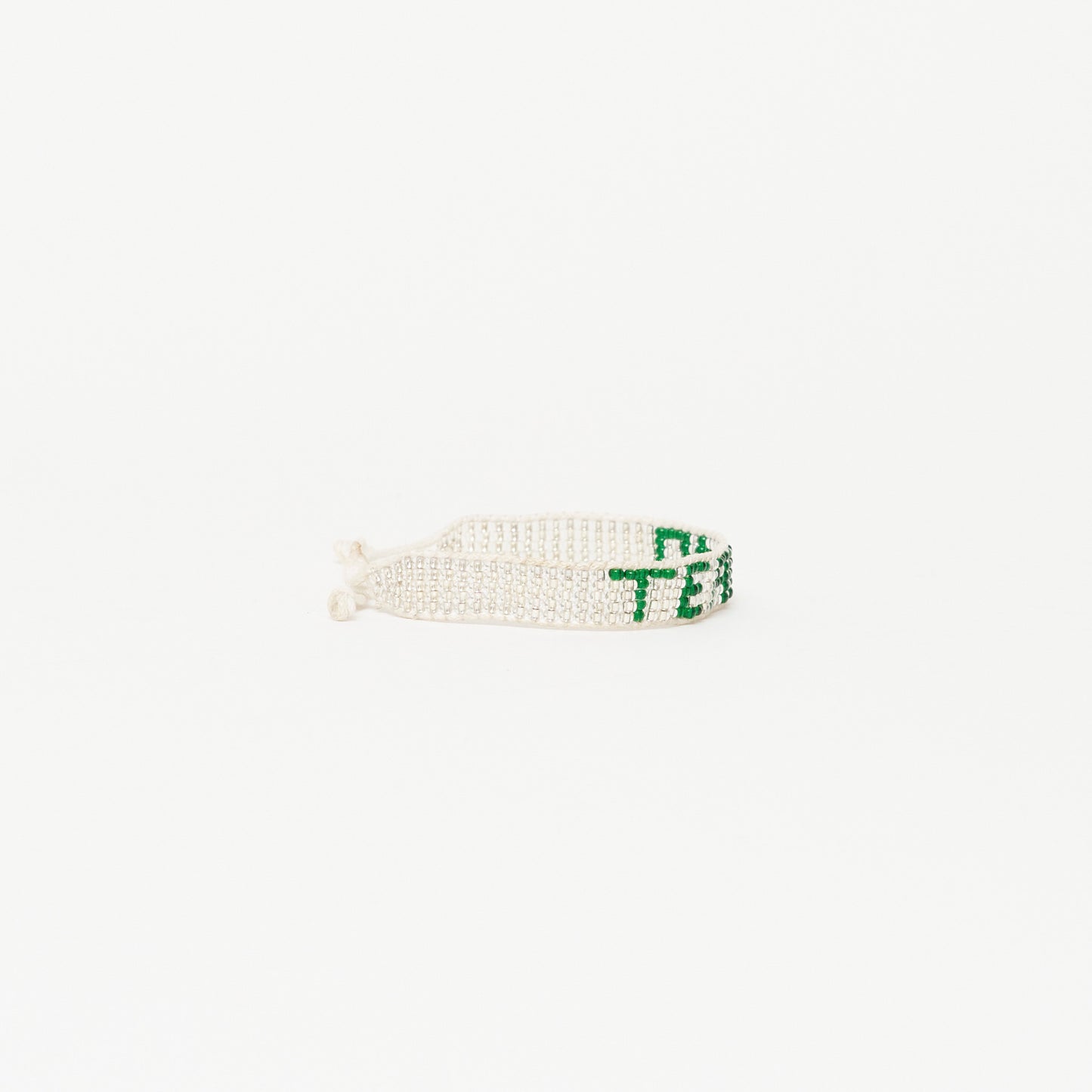 FINAL SALE: Woven TE AMO Bracelet - Silver/Green