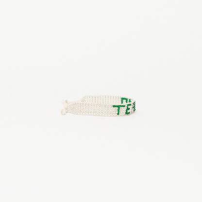 FINAL SALE: Woven TE AMO Bracelet - Silver/Green