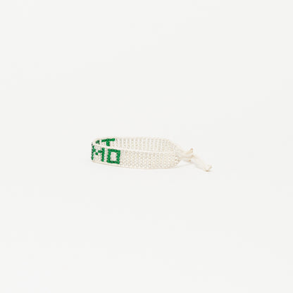 FINAL SALE: Woven TE AMO Bracelet - Silver/Green