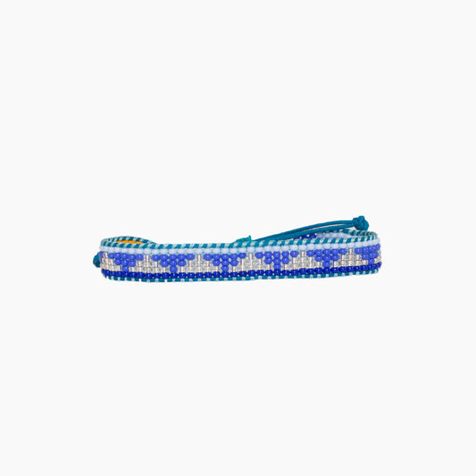 FINAL SALE: Woven Piramidi Bracelet - Blue/White