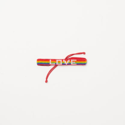 Woven LOVE Bracelet - Rainbow/White