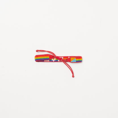 Woven LOVE Bracelet - Rainbow/White