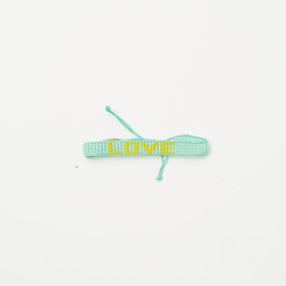 Woven LOVE Bracelet - Mint Green/Yellow