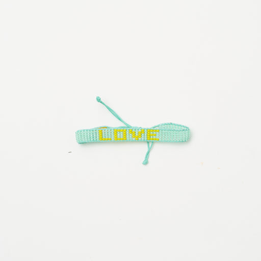 Woven LOVE Bracelet - Mint Green/Yellow