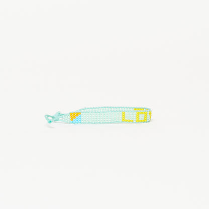 Woven LOVE Bracelet - Mint Green/Yellow