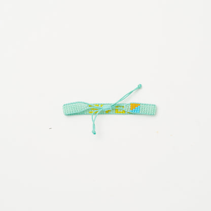 Woven LOVE Bracelet - Mint Green/Yellow