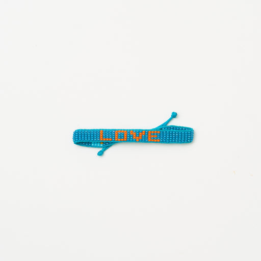 Woven LOVE Bracelet - Sea Blue/Orange