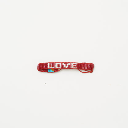 Woven LOVE Bracelet - Ruby Red/White