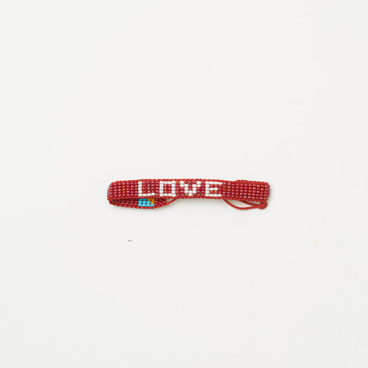 Woven LOVE Bracelet - Ruby Red/White