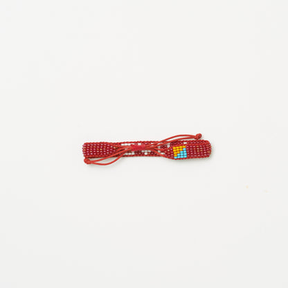 Woven LOVE Bracelet - Ruby Red/White