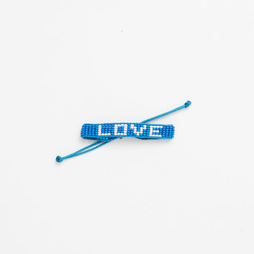 Kids Woven LOVE Bracelet - Denim/White