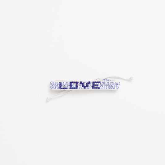 FINAL SALE: XLarge Woven LOVE Bracelet - Blue Dash/Navy