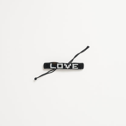 FINAL SALE: Kids Woven LOVE Bracelet - Black/White