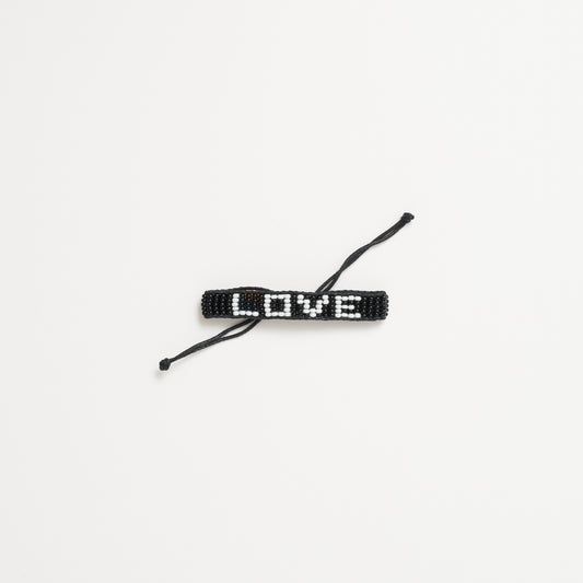 FINAL SALE: Kids Woven LOVE Bracelet - Black/White