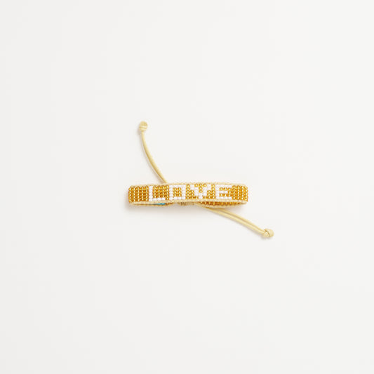 FINAL SALE: Kids Woven LOVE Bracelet - Gold/White