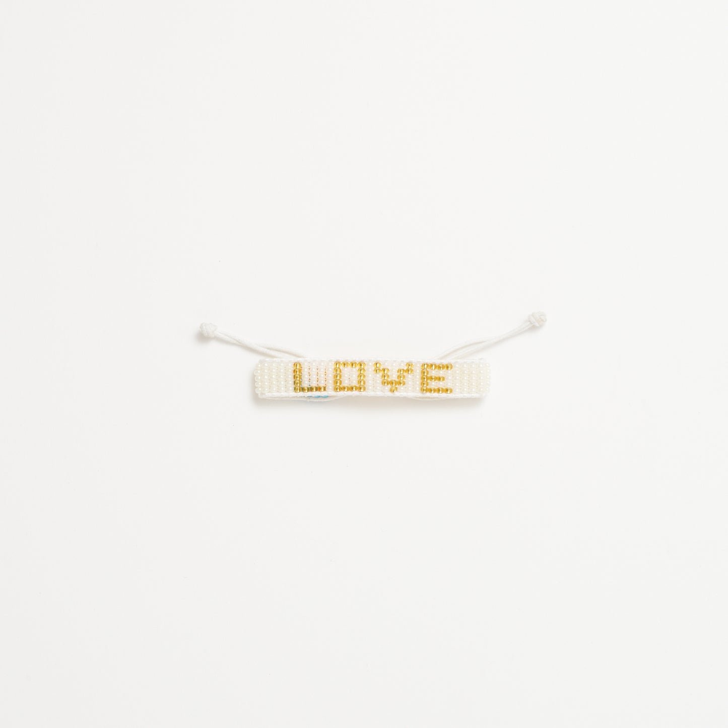 FINAL SALE: Kids Woven LOVE Bracelet - Pearl/White