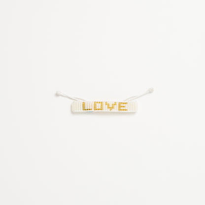 FINAL SALE: Kids Woven LOVE Bracelet - Pearl/White