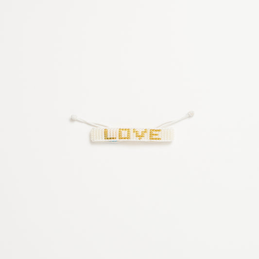 FINAL SALE: Kids Woven LOVE Bracelet - Pearl/White