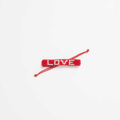 FINAL SALE: Kids Woven LOVE Bracelet - Red/White