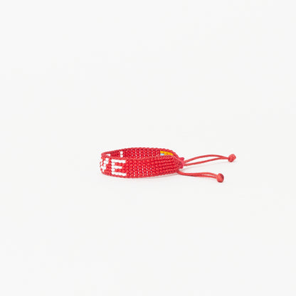 FINAL SALE: Kids Woven LOVE Bracelet - Red/White