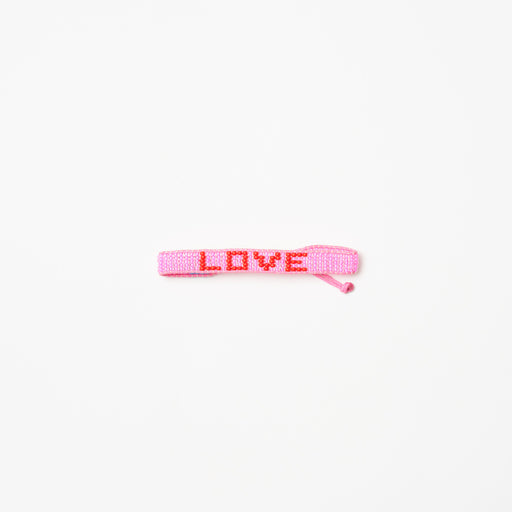 Woven LOVE Bracelet - Bubblegum/Cherry