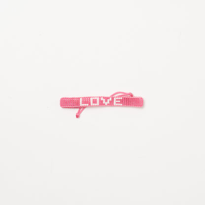 Woven LOVE Bracelet - Pink/White