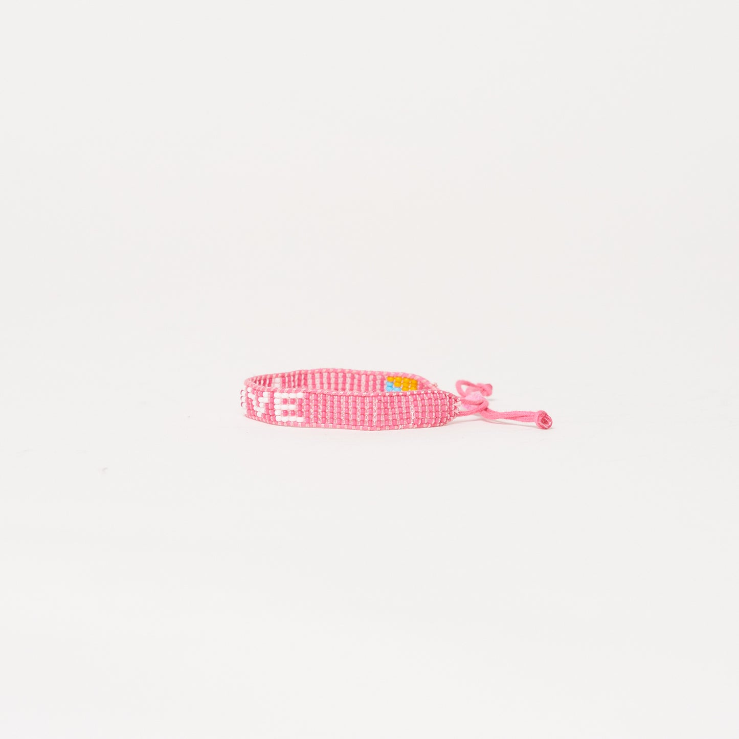 Woven LOVE Bracelet - Pink/White