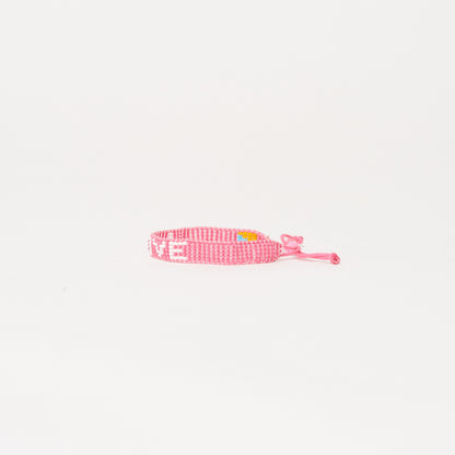 Woven LOVE Bracelet - Pink/White