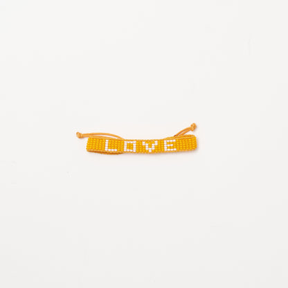 Woven LOVE Bracelet - Orange/White