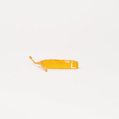 Woven LOVE Bracelet - Orange/White