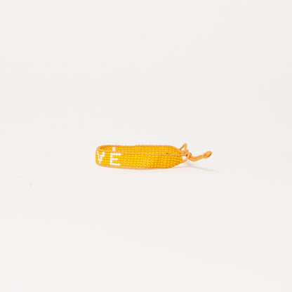 Woven LOVE Bracelet - Orange/White