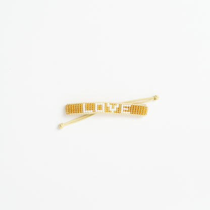 Woven LOVE Bracelet - Gold/White